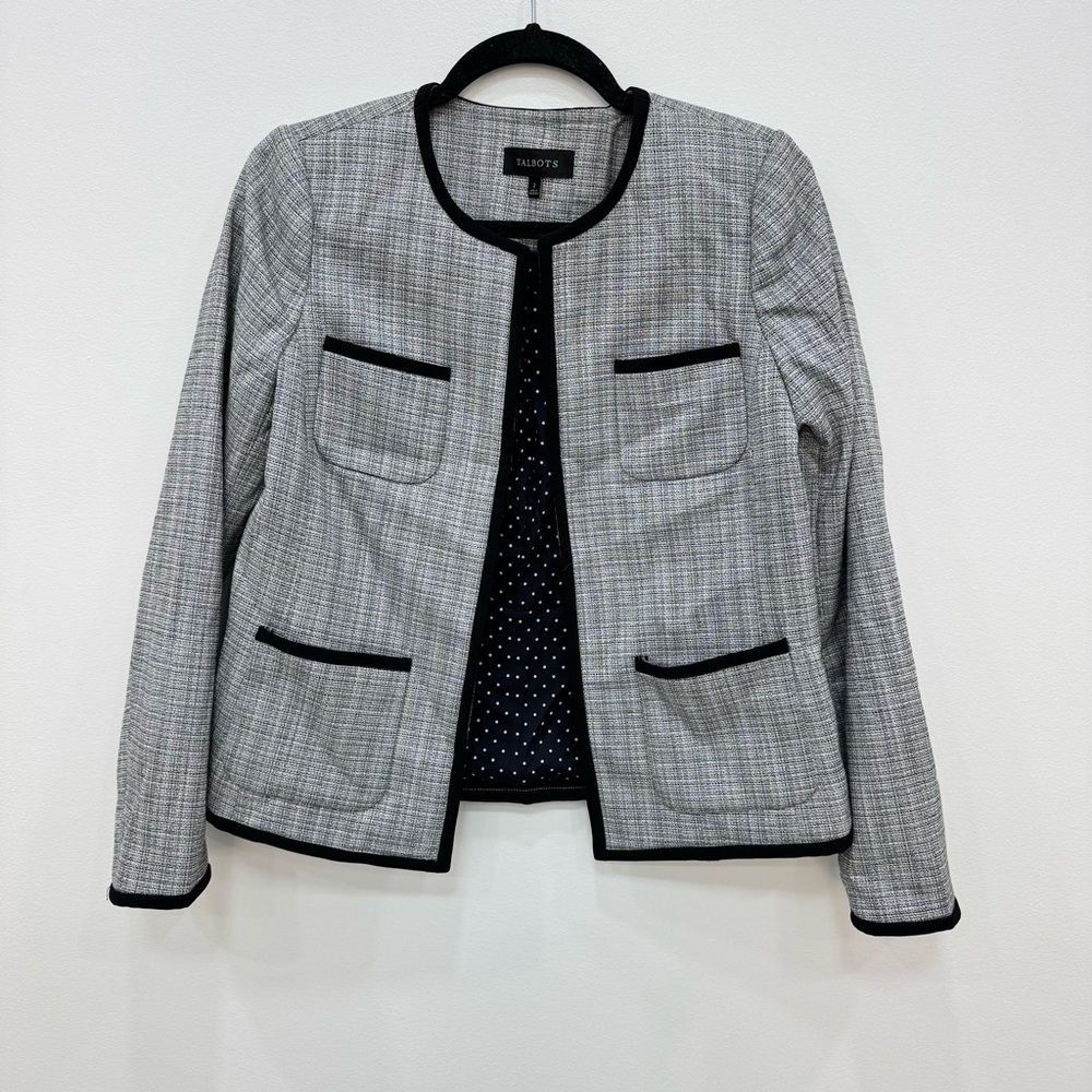 Talbots Westport Tweed Jacket Blazer Open Front Lightweight Lined with Pockets 2